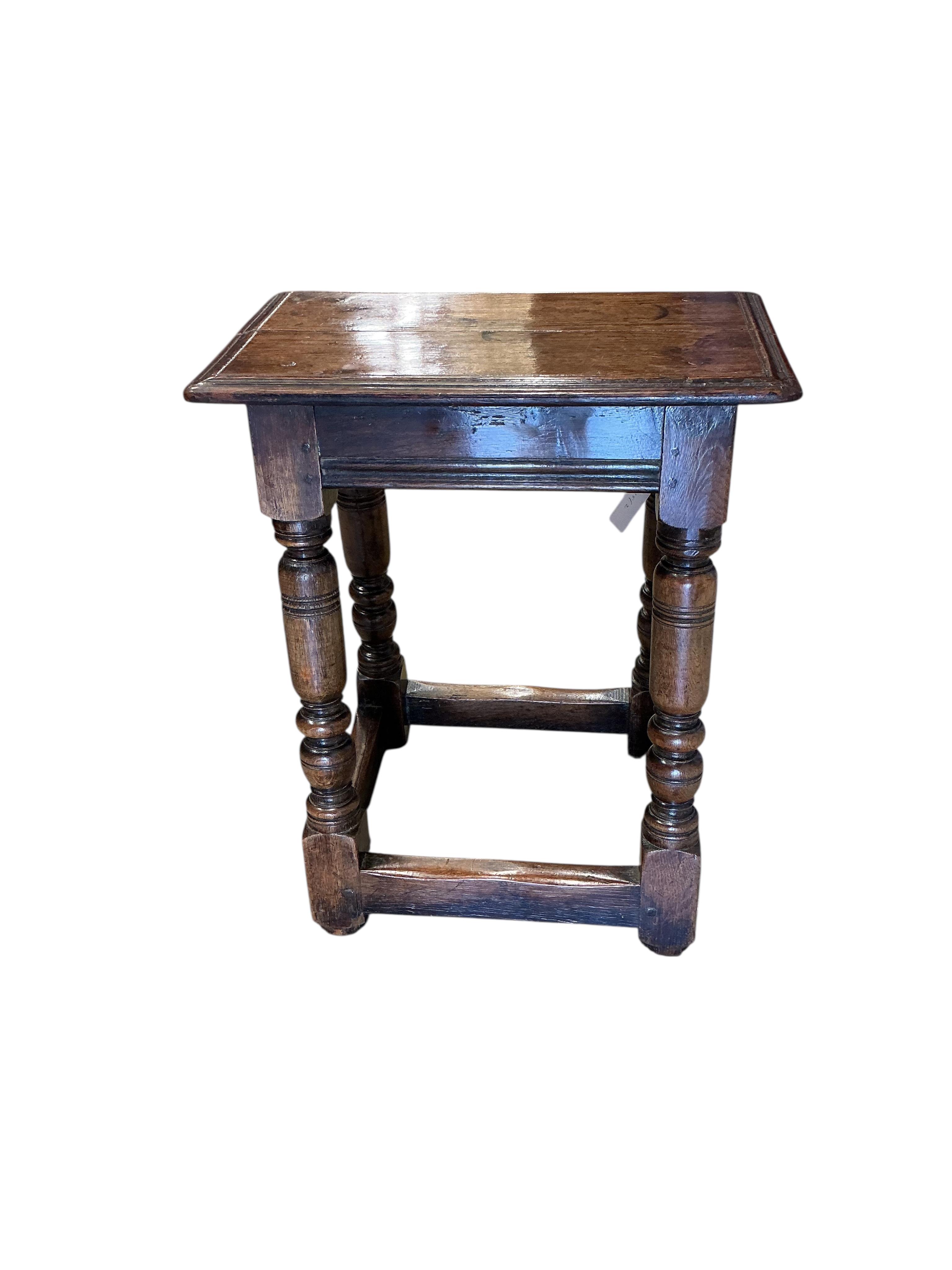 A Victorian oak joint stool, width 44cm, depth 26cm, height 52cm